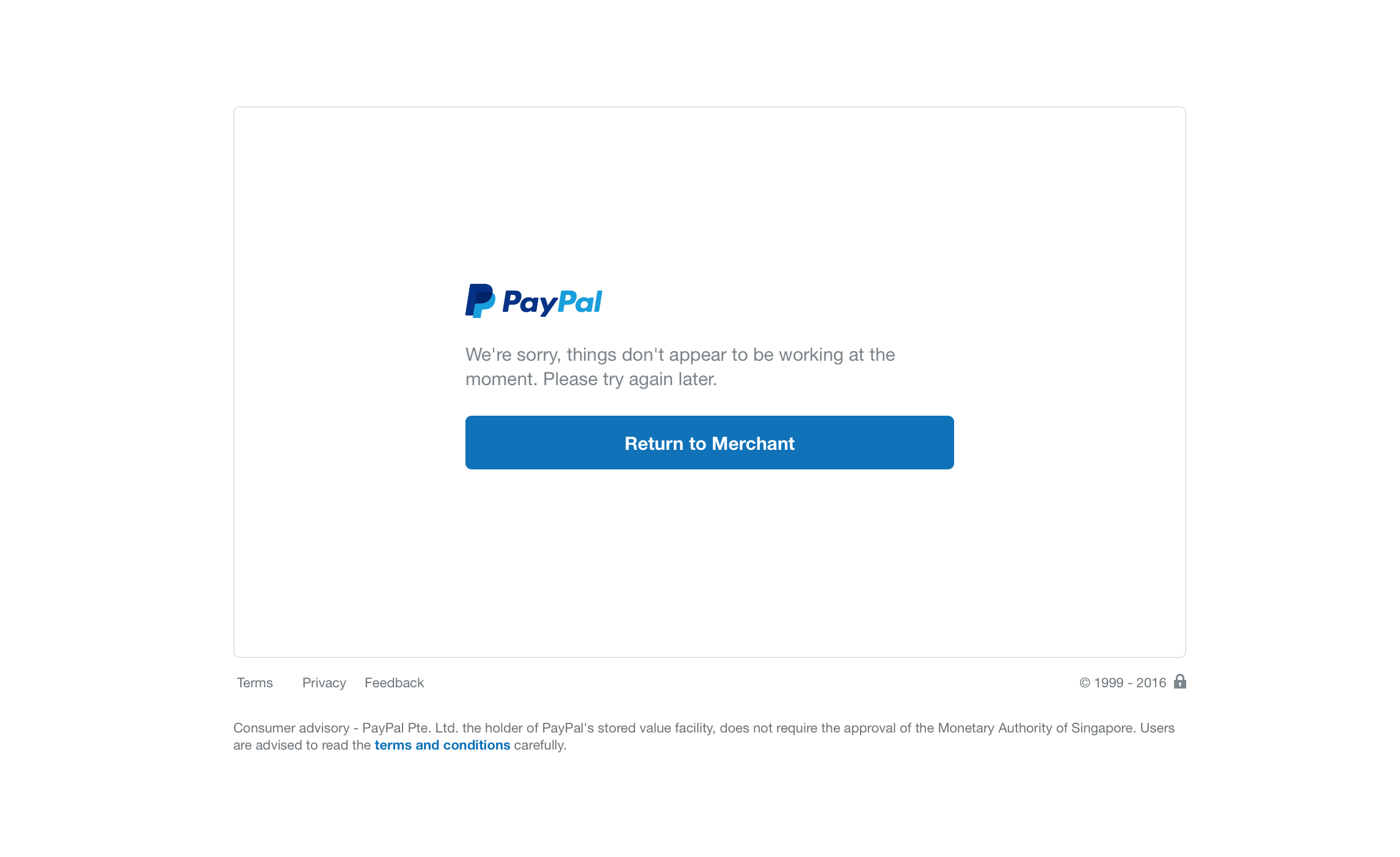 paypal error